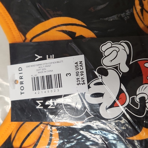 ❤️NWT VINTAGE TORRID DISNEY BRALETTE - MICKEY MOUSE PUMPKIN HALLOWEEN SCOOP PLUS - Picture 8 of 14